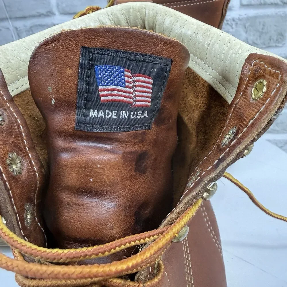 Duluth Trading Co VINTAGE Men's 10 W 6' Moc Toe Brown Leather Made in USA Boots